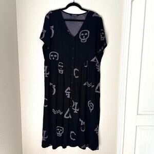 Disturbia Black Alchemy Dress, Button up, witchy, gothic, Halloween, size 14